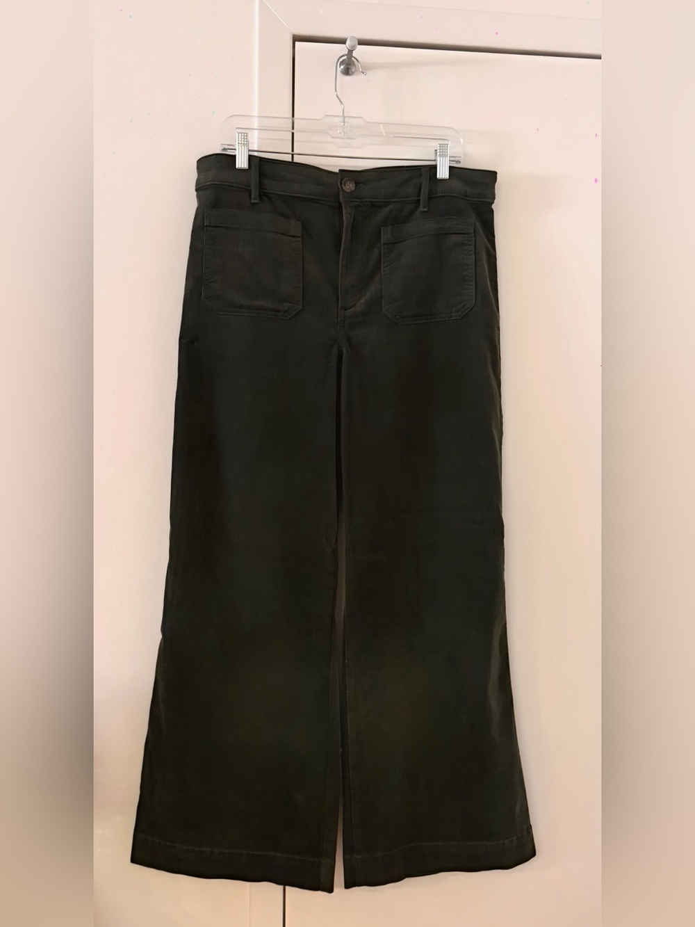 LOFT Forest Green Boot‑Cut Wide-Leg Trousers